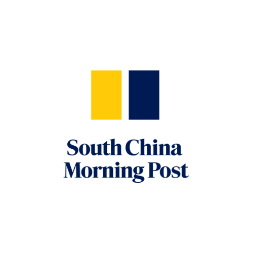 South China Morning Post logo with yellow and blue design on a white background