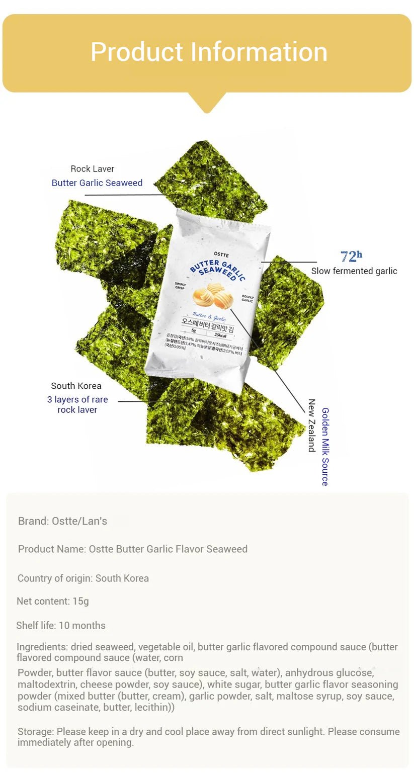 OSTTE Butter Garlic Seaweed – Healthy Guilt - Free Korean Snack - HDBK Official