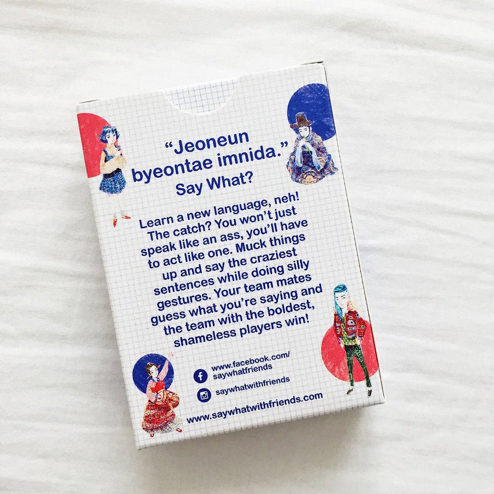 SAY WHAT? Learn Korean Playing Cards - HDBK Singapore
