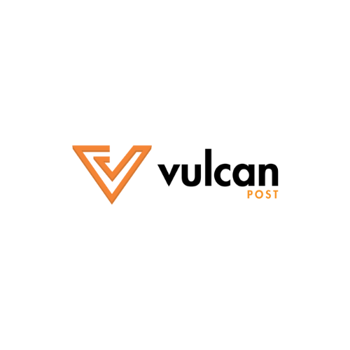 Vulcan Post logo with orange and black design on a white background